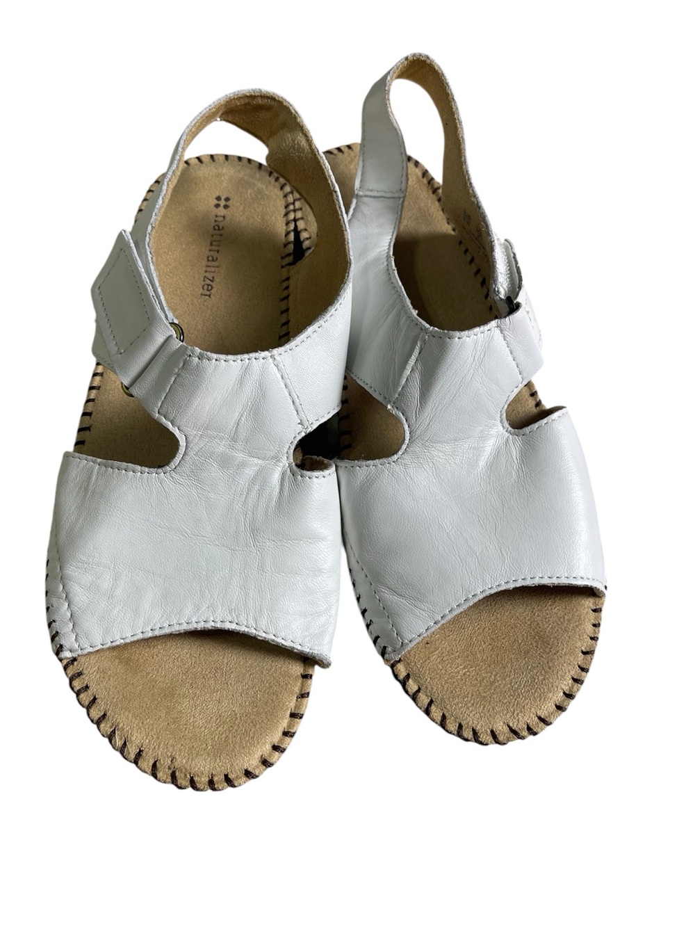 Naturalizer Scout white Leather Slingback Sandals 8 N  Narrow Comfort Shoes
